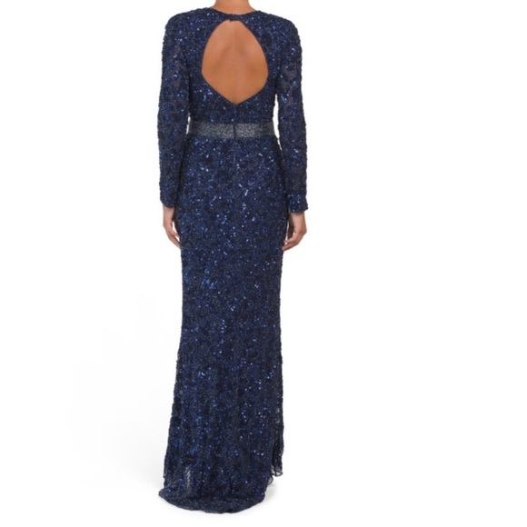 Mac Duggal Long Sleeve Illusion Gown with Embellishment - Picture 5 of 11